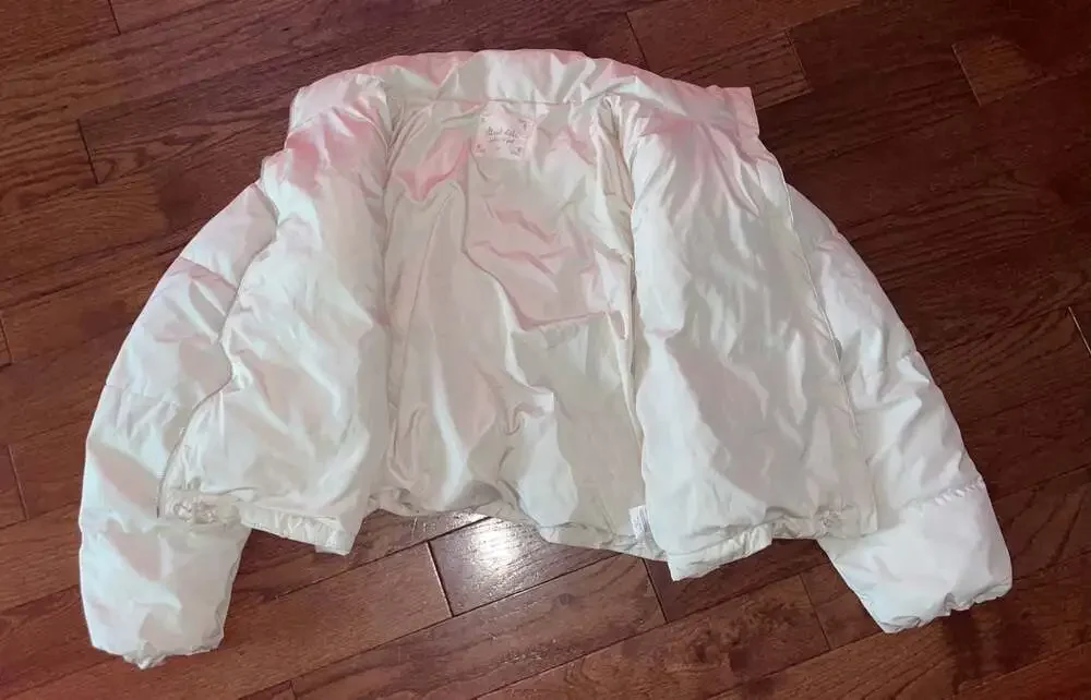 Alter’d State Cream Cropped Puffer Jacket Neutral Cozy Clean Girl M - Picture 8 of 9